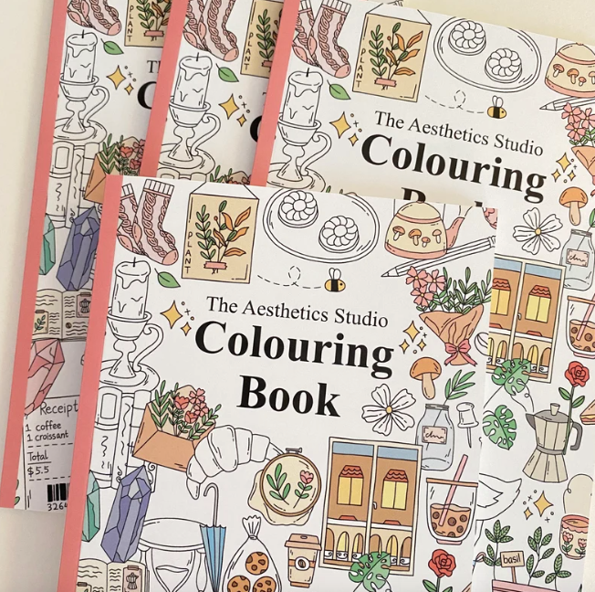 The Aesthetics Studio Colouring Book Cute Cozy Coloring Book for Teens & Adults